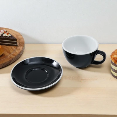 Gambar Kris Cangkir Cappucino Dengan Saucer Porcelain 350 ml - Hitam
