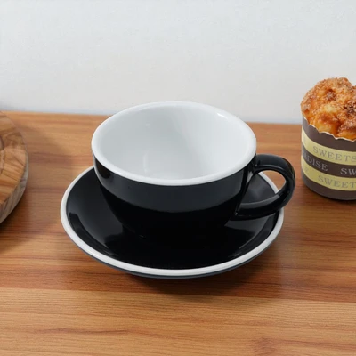 Gambar Kris Cangkir Cappucino Dengan Saucer Porcelain 350 ml - Hitam