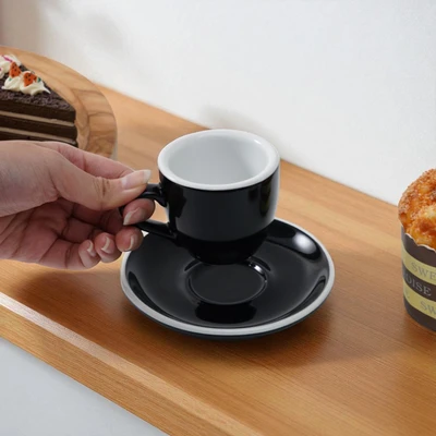 Gambar Kris Cangkir Espresso Keramik Dengan Saucer 88 ml - Hitam