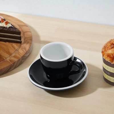 Gambar Kris Cangkir Espresso Keramik Dengan Saucer 88 ml - Hitam