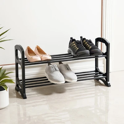 Gambar Stora Rak Sepatu Stackable 2 Tingkat - Hitam