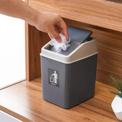 Gambar Komax Tempat Sampah Tutup Swing Plastik V2 - Abu-Abu