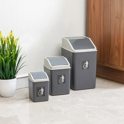 Gambar Komax Tempat Sampah Tutup Swing Plastik V2 - Abu-Abu