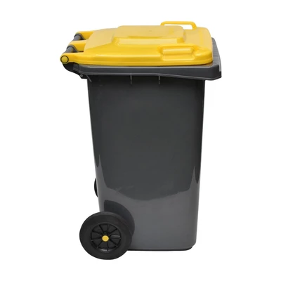 Gambar Krisbow 100 Ltr Tempat Sampah Plastik Outdoor Dengan Roda - Abu-abu / Kuning