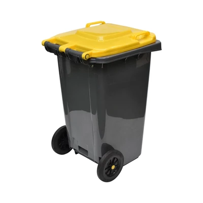 Gambar Krisbow Tempat Sampah Tutup Angkat Plastik Dengan Roda 100 Liter V1 - Abu-Abu/Kuning