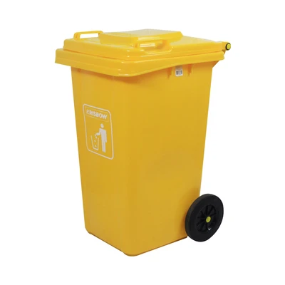 Gambar Krisbow 100 Ltr Tempat Sampah Plastik Outdoor Dengan Roda Kuning