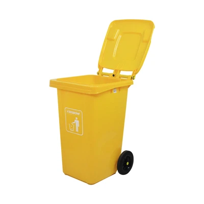 Gambar Krisbow 100 Ltr Tempat Sampah Plastik Outdoor Dengan Roda Kuning