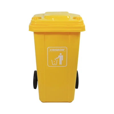 Gambar Krisbow 100 Ltr Tempat Sampah Plastik Outdoor Dengan Roda Kuning