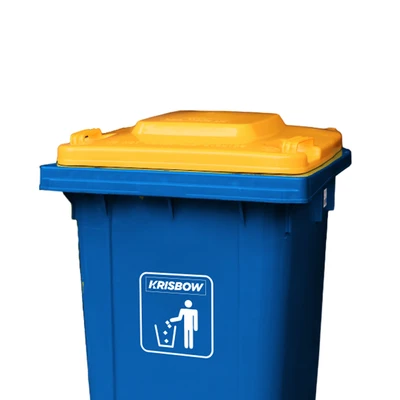 Gambar Krisbow 120 Ltr Tempat Sampah Plastik Outdoor Dengan Roda - Biru