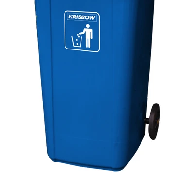 Gambar Krisbow 120 Ltr Tempat Sampah Plastik Outdoor Dengan Roda - Biru