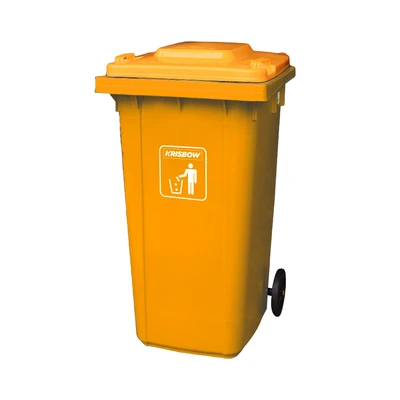 Gambar Krisbow Tempat Sampah Tutup Angkat Plastik Dengan Roda 120 Liter - Kuning