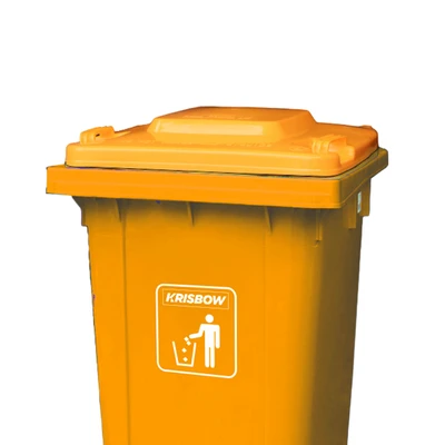 Gambar Krisbow Tempat Sampah Tutup Angkat Plastik Dengan Roda 120 Liter - Kuning