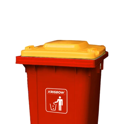 Gambar Krisbow 120 Ltr Tempat Sampah Plastik Outdoor Dengan Roda - Merah