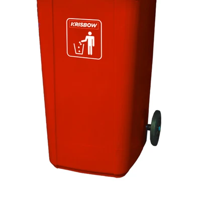 Gambar Krisbow 120 Ltr Tempat Sampah Plastik Outdoor Dengan Roda - Merah