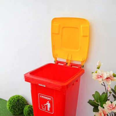 Gambar Krisbow 120 Ltr Tempat Sampah Plastik Outdoor Dengan Roda - Merah