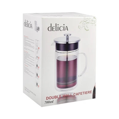 Gambar Delicia Teko Kopi French Press Kaca Borosilikat 700 ml - Silver