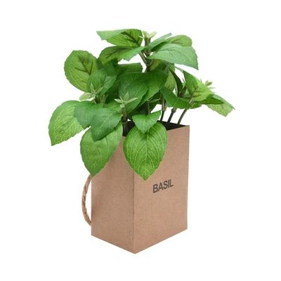 Gambar Arthome 14 Cm Tanaman Artifisial Basil In Paper Bag