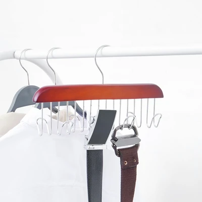 Gambar Informa Hanger Belt Kayu Dengan 8 Hooks 27.5 cm - Cokelat Tua