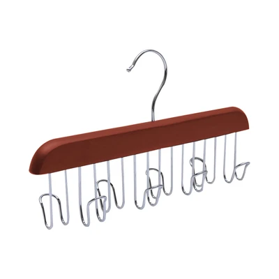 Gambar Informa Hanger Belt Kayu Dengan 8 Hooks 27.5 cm - Cokelat Tua