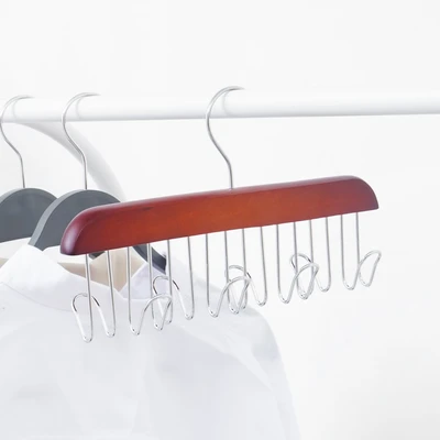 Gambar Informa Hanger Belt Kayu Dengan 8 Hooks 27.5 cm - Cokelat Tua