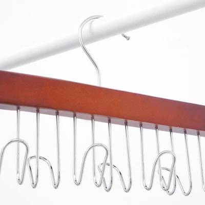 Gambar Informa Hanger Belt Kayu Dengan 8 Hooks 27.5 cm - Cokelat Tua