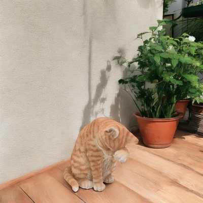 Gambar Arthome Garden Patung Taman Kucing American - Orange