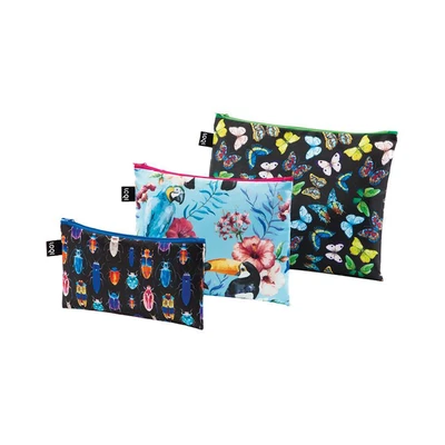 Gambar Loqi Set 3 Pcs Pouch Insect Bird Butterflies Artist