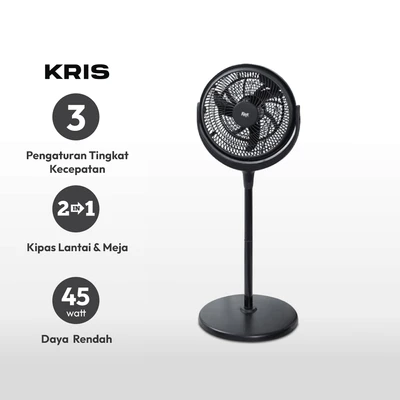 Gambar Kris 12 Inci Kipas Angin Berdiri 2 In 1 15750 - Hitam