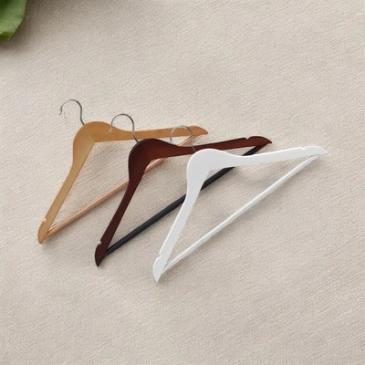 Gambar Stora Hanger Baju Kayu & PVC Tube 44.5 cm Set 8 pcs - Cokelat Muda