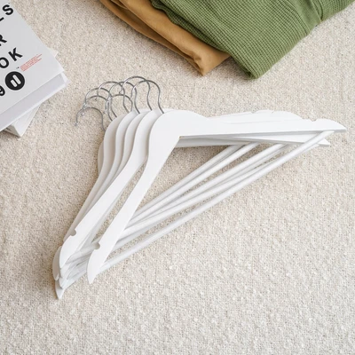 Gambar Stora 44.5 Cm Set 8 Pcs Hanger Kayu & Pvc Dengan Tube - Putih