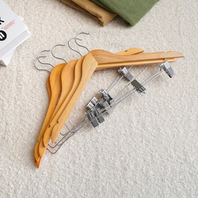 Gambar Stora Hanger Baju Kayu Dengan Clip 44.5 cm Set 5 pcs - Cokelat Muda