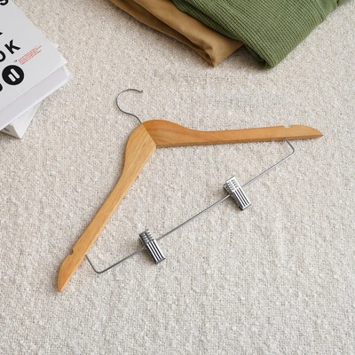 Gambar Stora Hanger Baju Kayu Dengan Clip 44.5 cm Set 5 pcs - Cokelat Muda