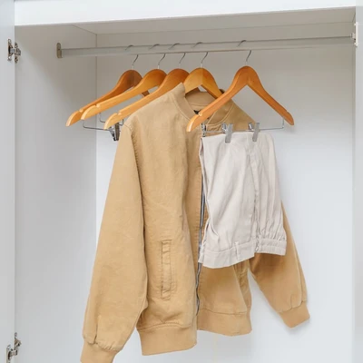 Gambar Stora Hanger Baju Kayu Dengan Clip 44.5 cm Set 5 pcs - Cokelat Muda