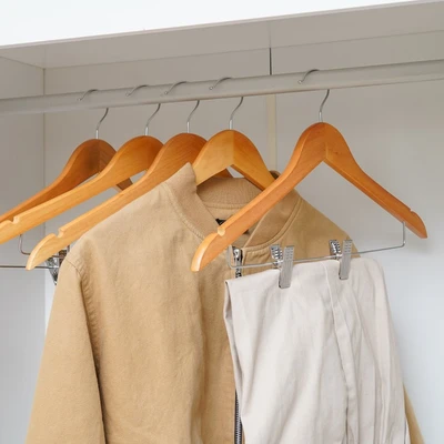 Gambar Stora Hanger Baju Kayu Dengan Clip 44.5 cm Set 5 pcs - Cokelat Muda