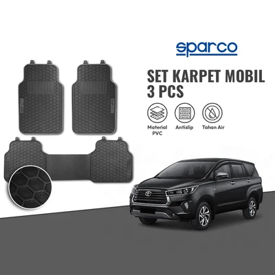 Gambar Sparco Set Karpet Mobil PVC 3 Pcs - Hitam Abu-Abu