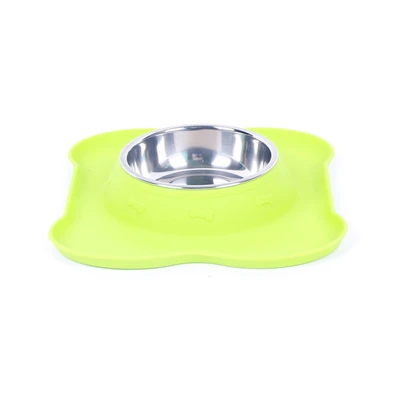 Gambar Pet Kingdom Ukuran S Mangkuk Anjing Slow Bone Shape Silikon - Hijau