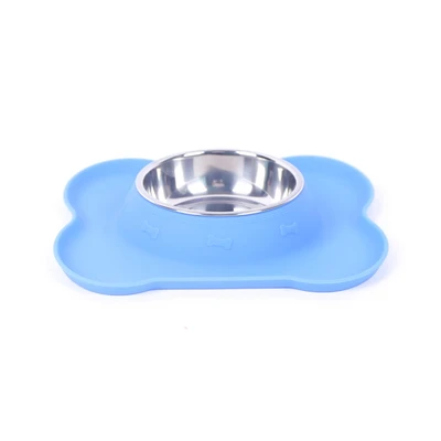 Gambar Pet Kingdom Ukuran M Mangkuk Anjing Slow Bone Shape Silikon - Biru