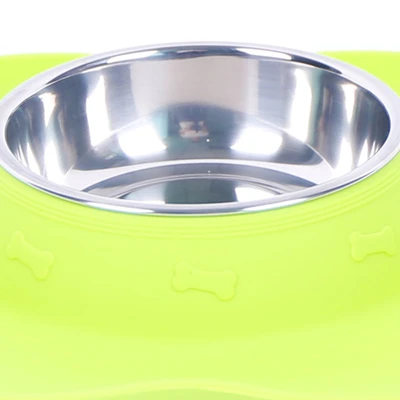 Gambar Pet Kingdom Ukuran M Mangkuk Anjing Slow Bone Shape Silikon - Hijau