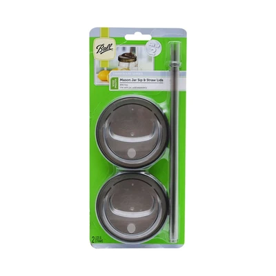 Gambar Jarden Home Ball Tutup Mug Wide & Sedotan Plastik Set 2 Pcs - Hitam