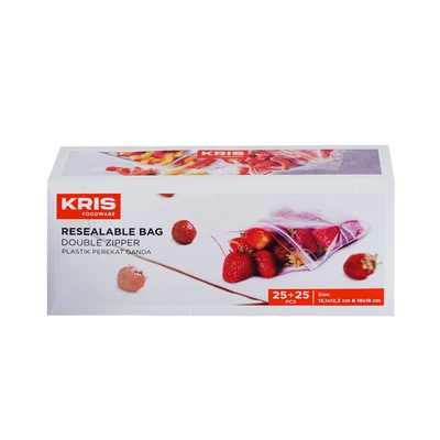 Gambar Krischef Plastik Ziplock Makanan Double Zipper Set 50 Pcs Transparan