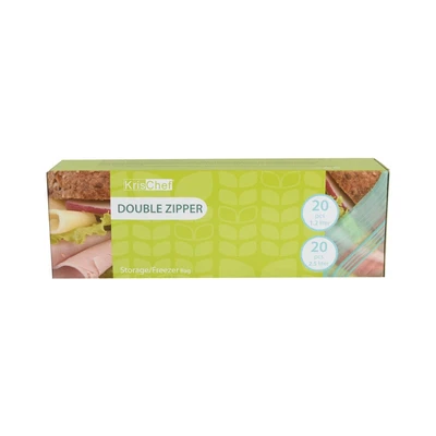 Gambar Krischef Plastik Ziplock Makanan Double Zipper Set 40 Pcs Transparan