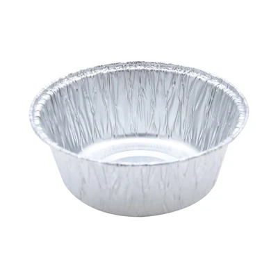 Gambar Krischef Wadah Makanan Aluminium Foil Round 7.7 cm Set 5 Pcs - Silver