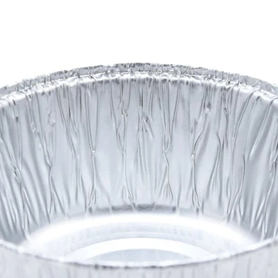 Gambar Krischef Wadah Makanan Aluminium Foil Round 7.7 cm Set 5 Pcs - Silver