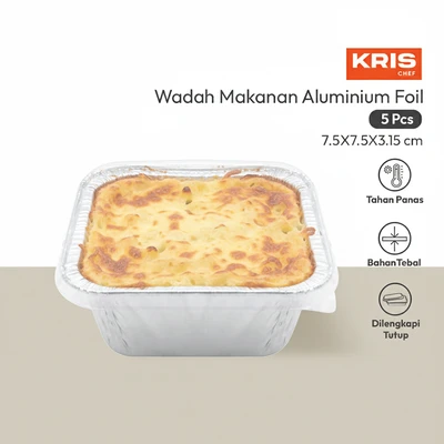 Gambar Krischef Wadah Makanan Aluminium Foil 7.5 cm Set 5 Pcs - Silver