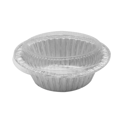 Gambar Krischef Wadah Makanan Aluminium Foil Round 10.4 cm Set 5 Pcs - Silver