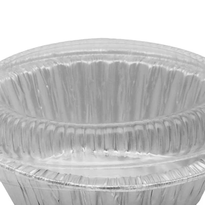 Gambar Krischef Wadah Makanan Aluminium Foil Round 10.4 cm Set 5 Pcs - Silver