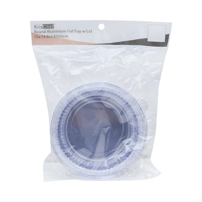 Gambar Krischef Wadah Makanan Aluminium Foil Round 14.8 cm Set 5 Pcs - Silver