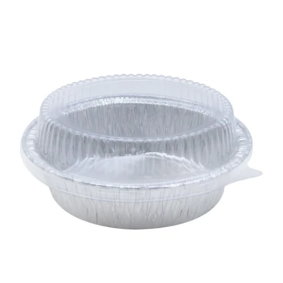 Gambar Krischef Wadah Makanan Aluminium Foil Round 14.8 cm Set 5 Pcs - Silver