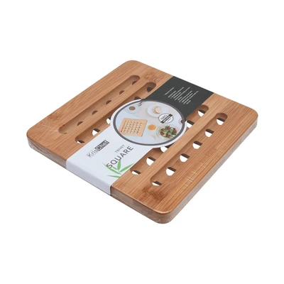 Gambar Kris Trivet Tatakan Alat Makan Bambu Square 18x18 cm - Cokelat