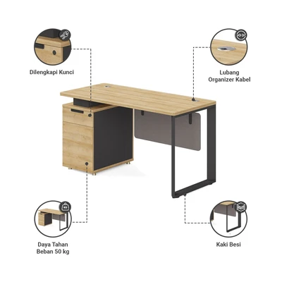 Gambar Informa Maine Meja Kantor 140x60x75 Cm - Cokelat